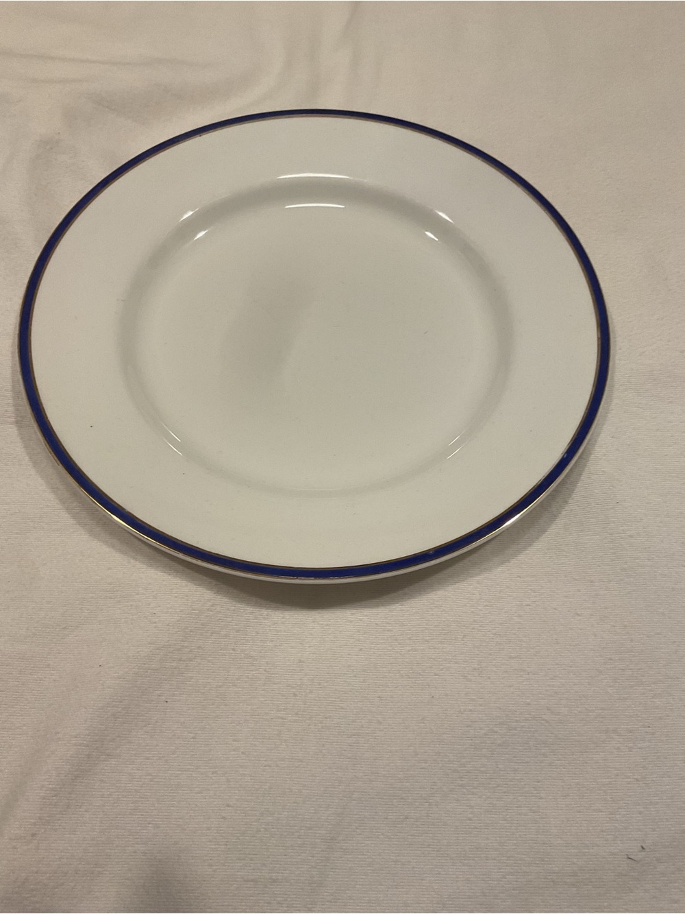 Johnson Bros. England Antique Porcelain Dinner Plate with Blue and Gold Rim